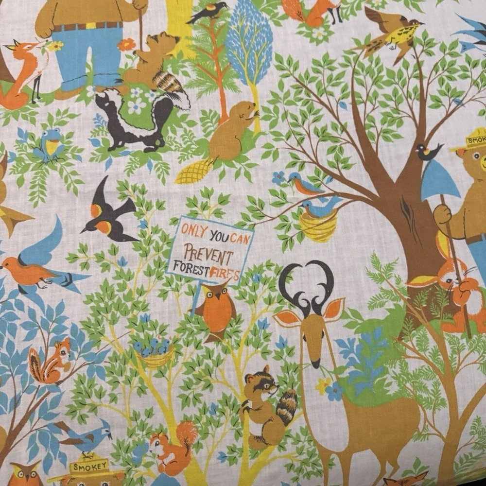 Vintage Fieldcrest Ideal Smokey the Bear Twin Flat Sheet Pillowcase Pillow Case